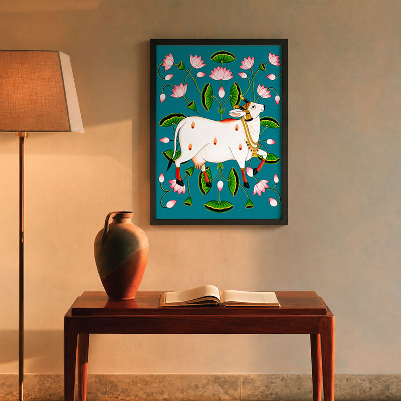 Cow in a Lotus Garden