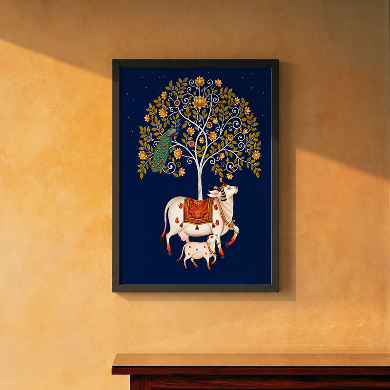 Kamdhenu Vatika Pichwai wall art print