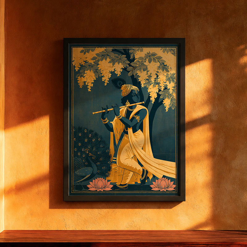 Krishna’s Grove Pichwai wall art print