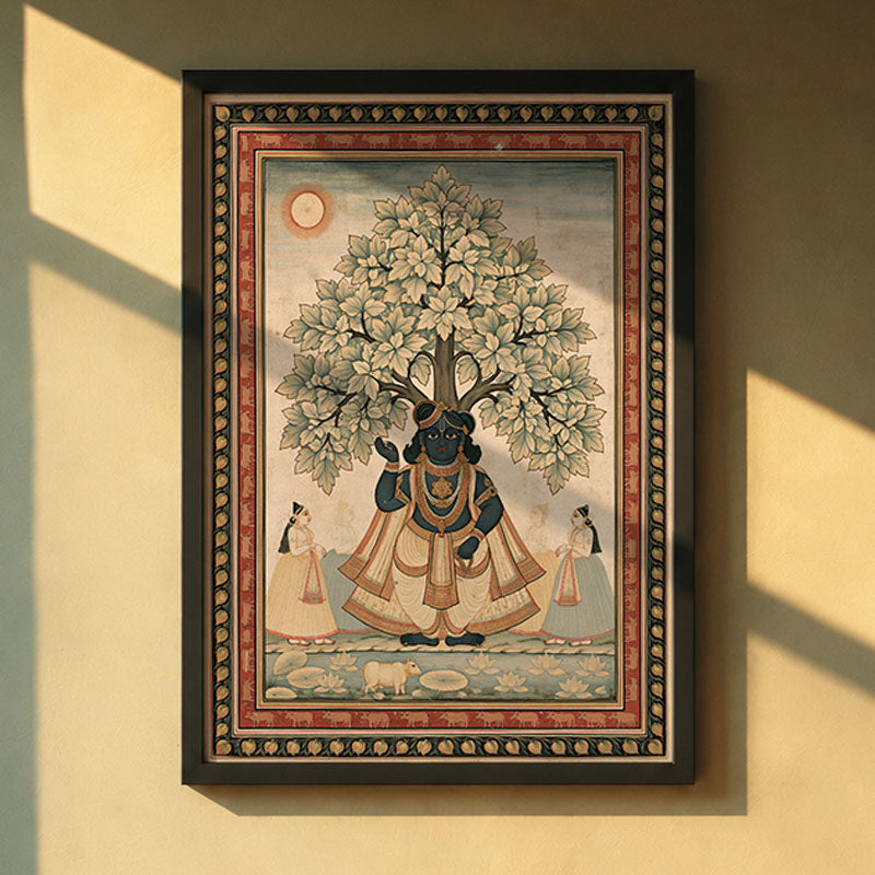 Krishna’s Kadamba Pichwai wall art print