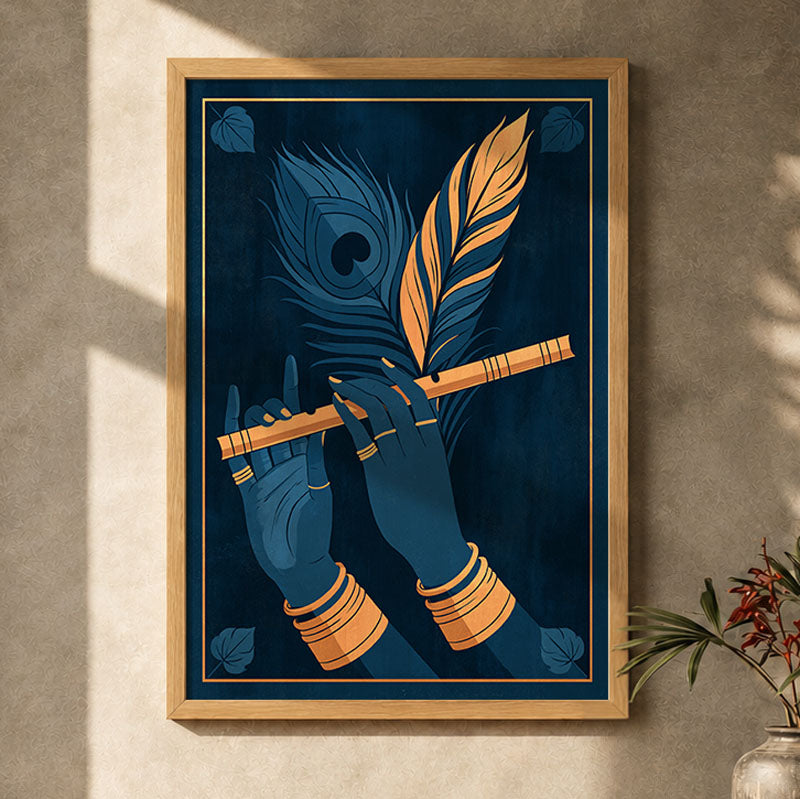 Krishna’s Murli Pichwai wall art print