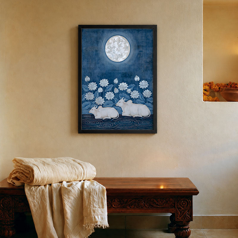 Moonlit Gokul Pichwai wall art print