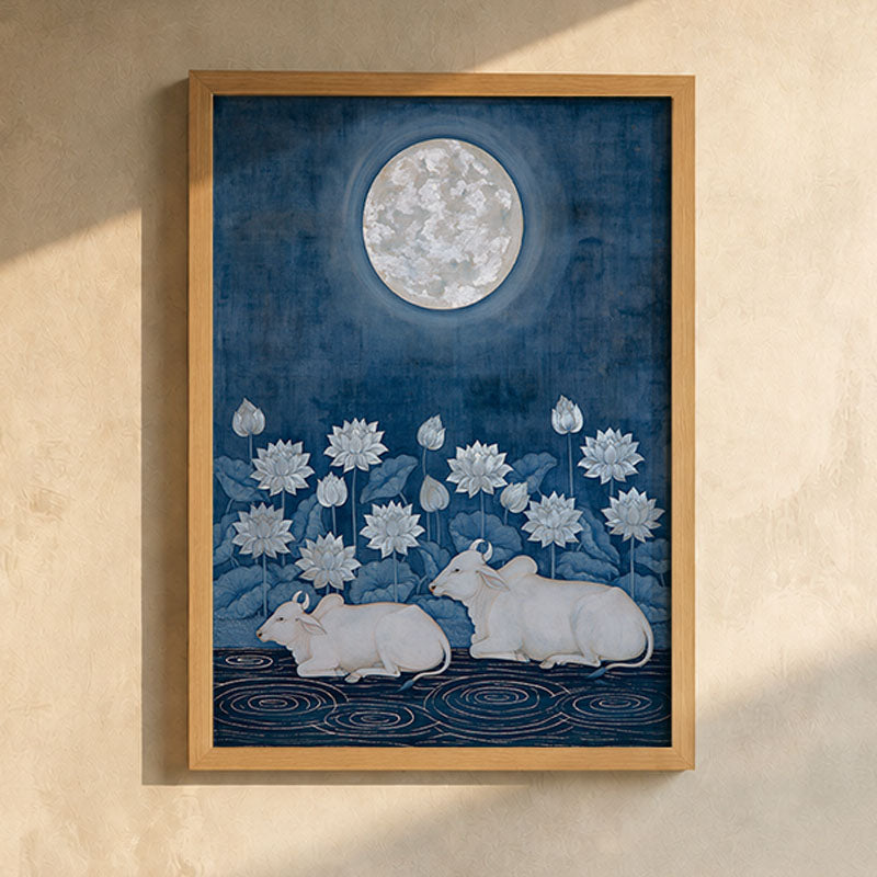 Moonlit Gokul Pichwai wall art print