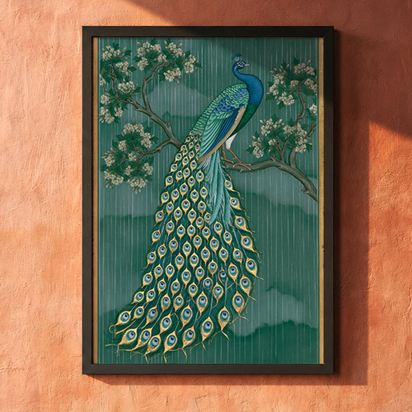 Peacock on a Flowering Branch