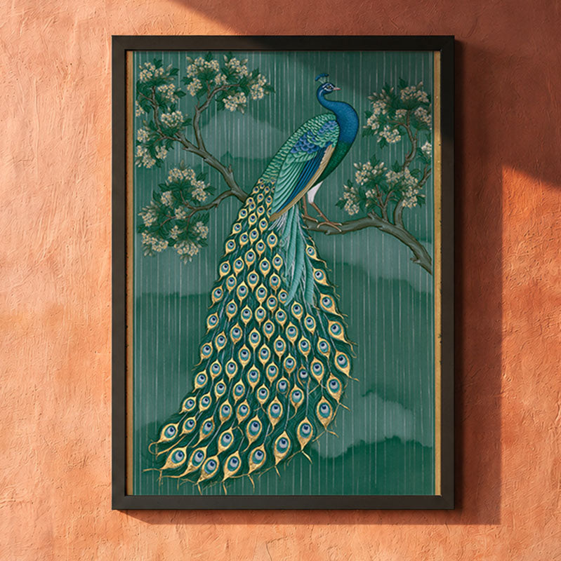 Peacock on a Flowering Branch