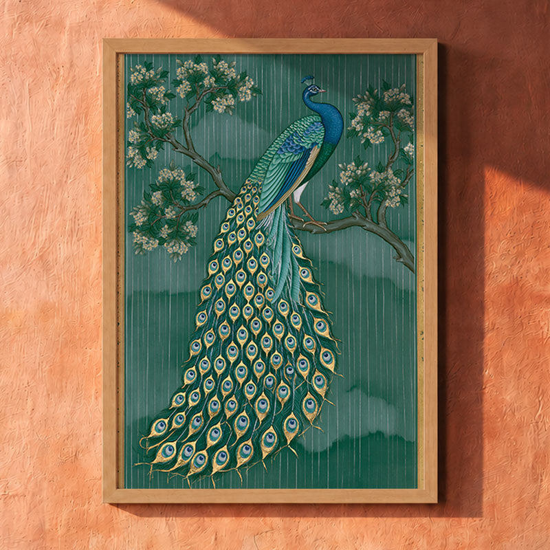 Peacock on a Flowering Branch