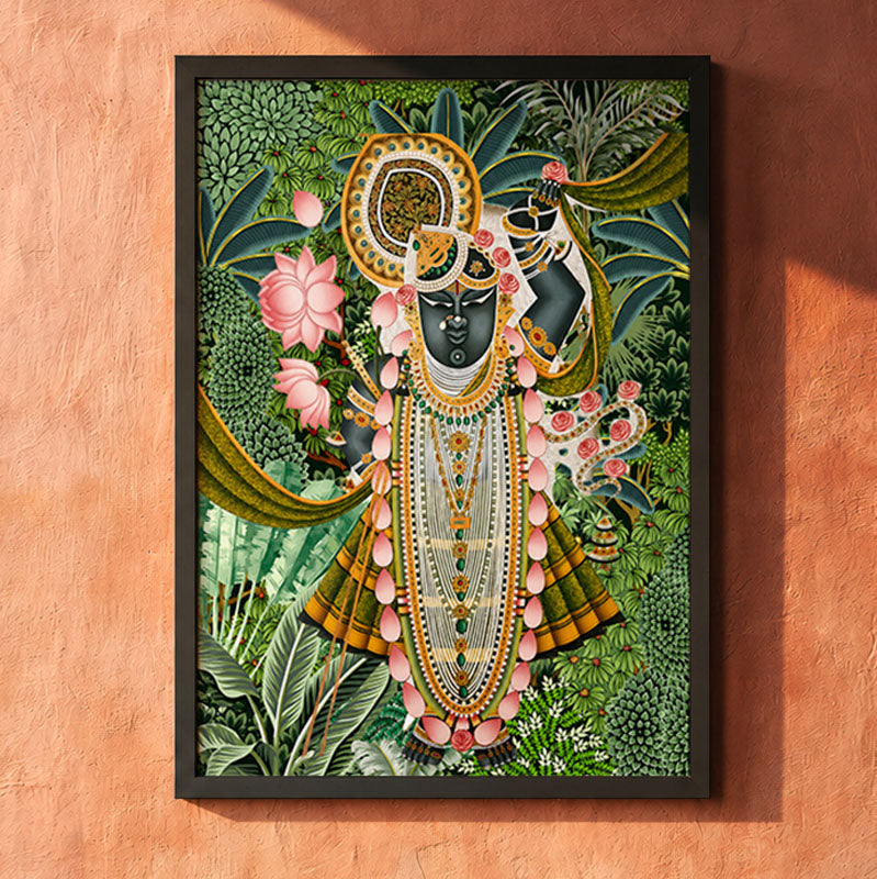 Shrinathji in the Garden Pichwai wall art print