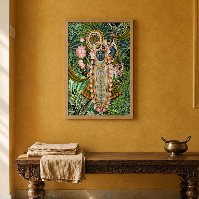 Shrinathji in the Garden Pichwai wall art print