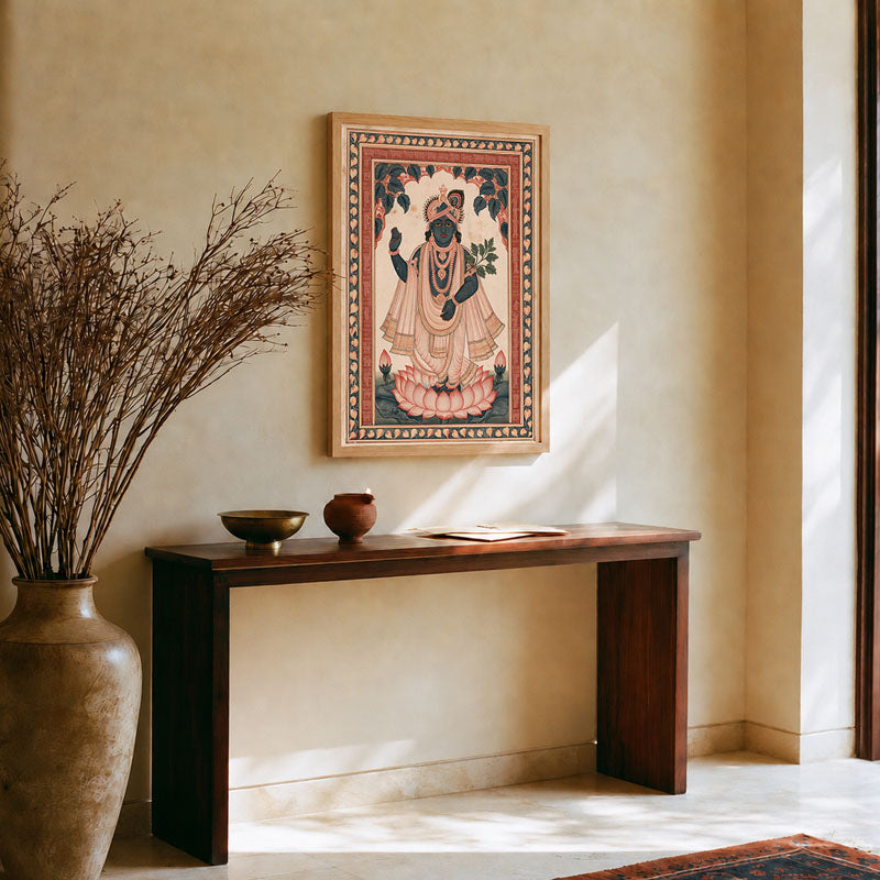 Shrinathji on a Lotus Pichwai wall art print
