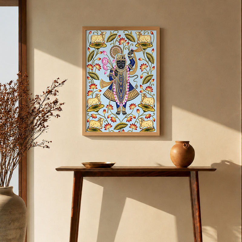 Shrinathji with Sacred Cows Pichwai wall art print