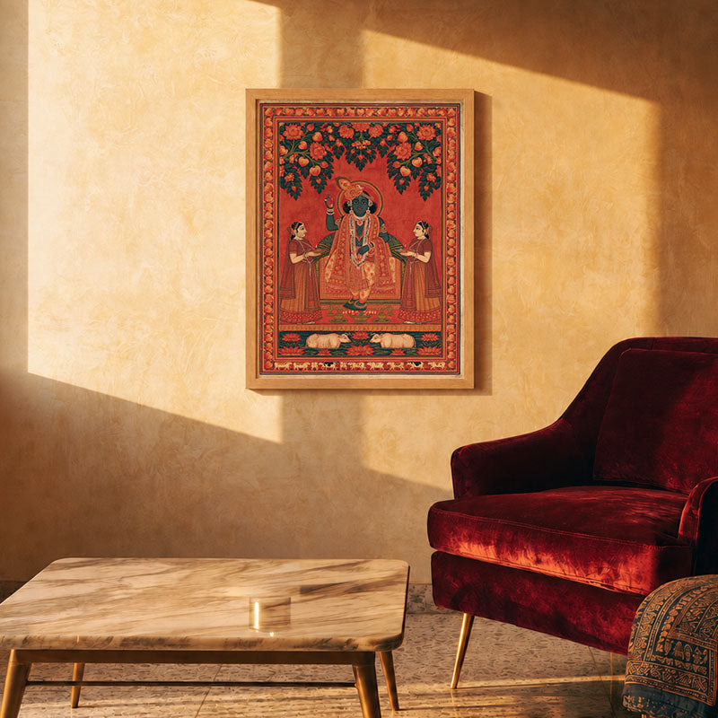 Shrinathji Darbar Pichwai wall art print