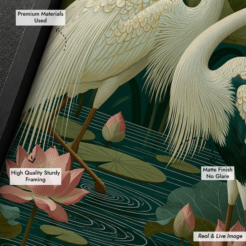 Two Cranes in a Lotus Pond