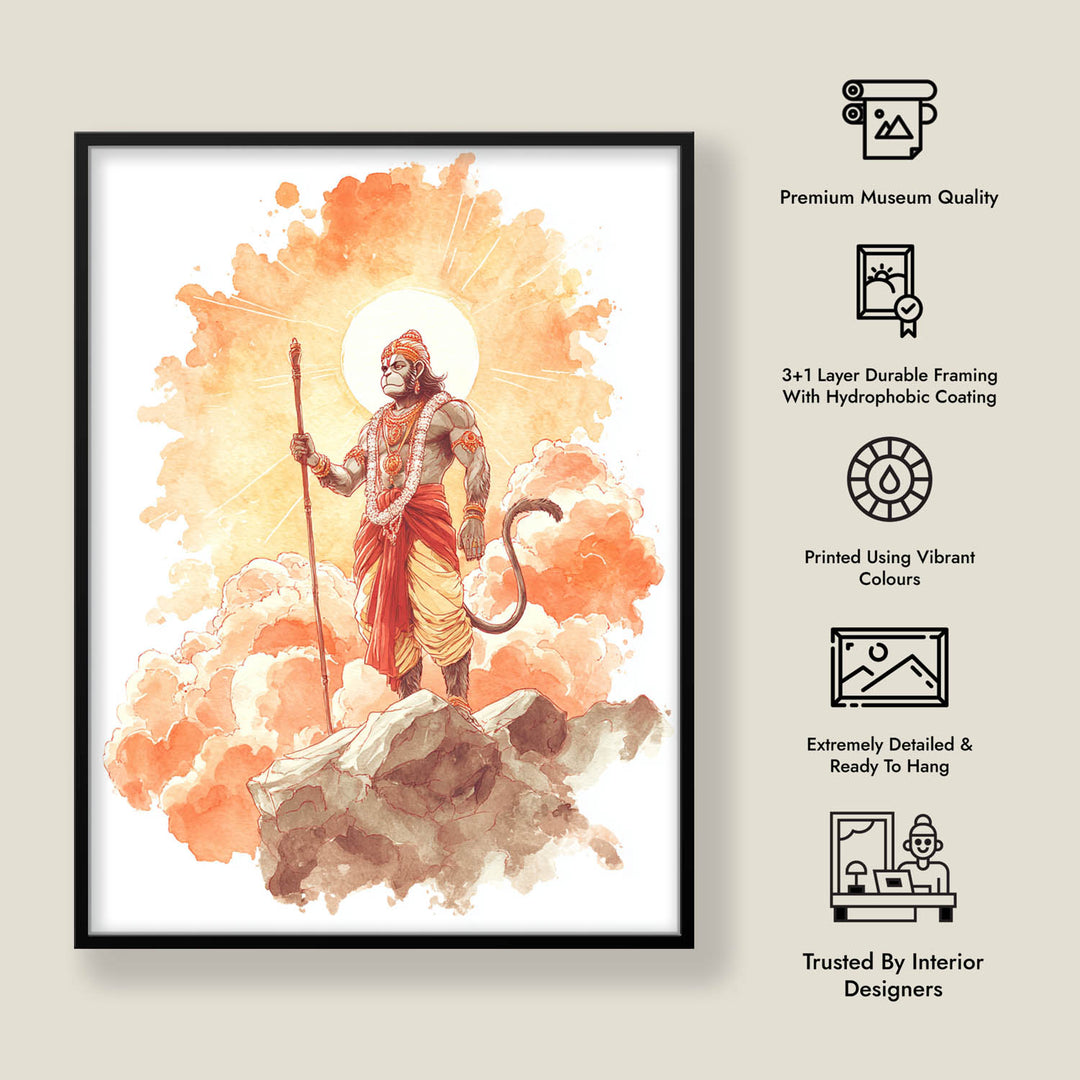 Radiant Hanuman Painting – Bajrangbali Wall Art