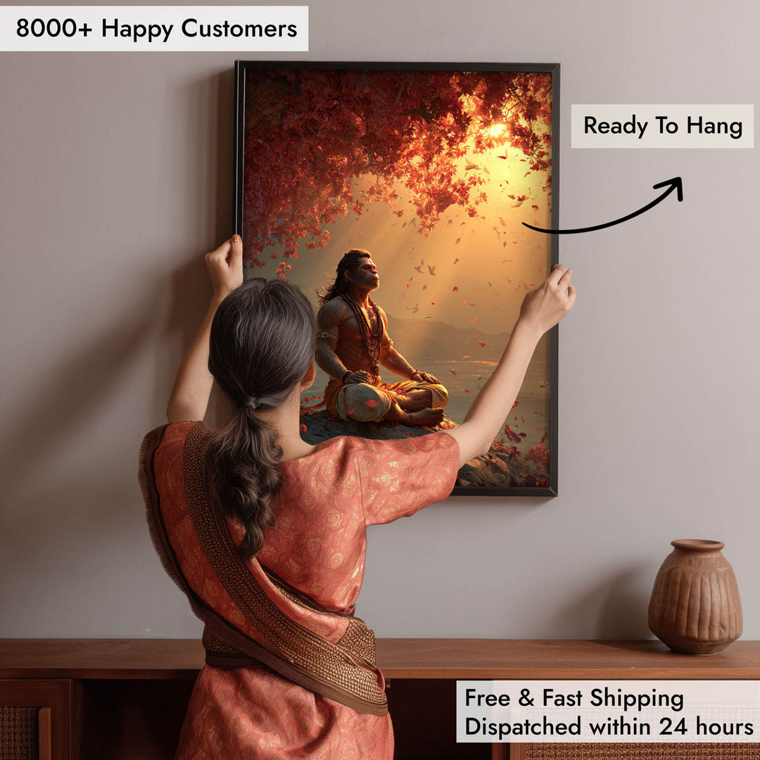 Sankat Mochan Hanuman Meditation Painting – Vastu Wall Art