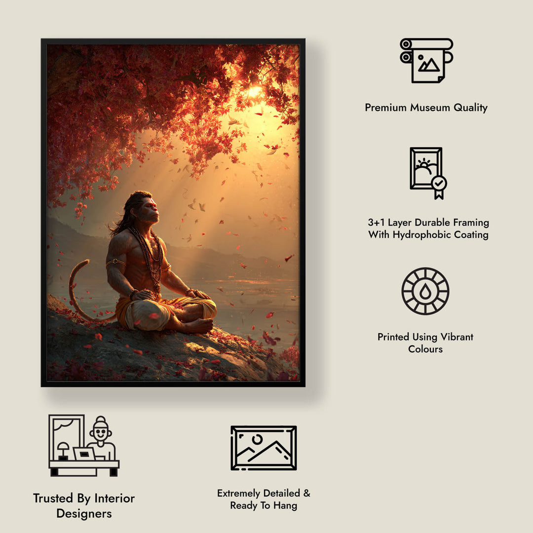 Sankat Mochan Hanuman Meditation Painting – Vastu Wall Art