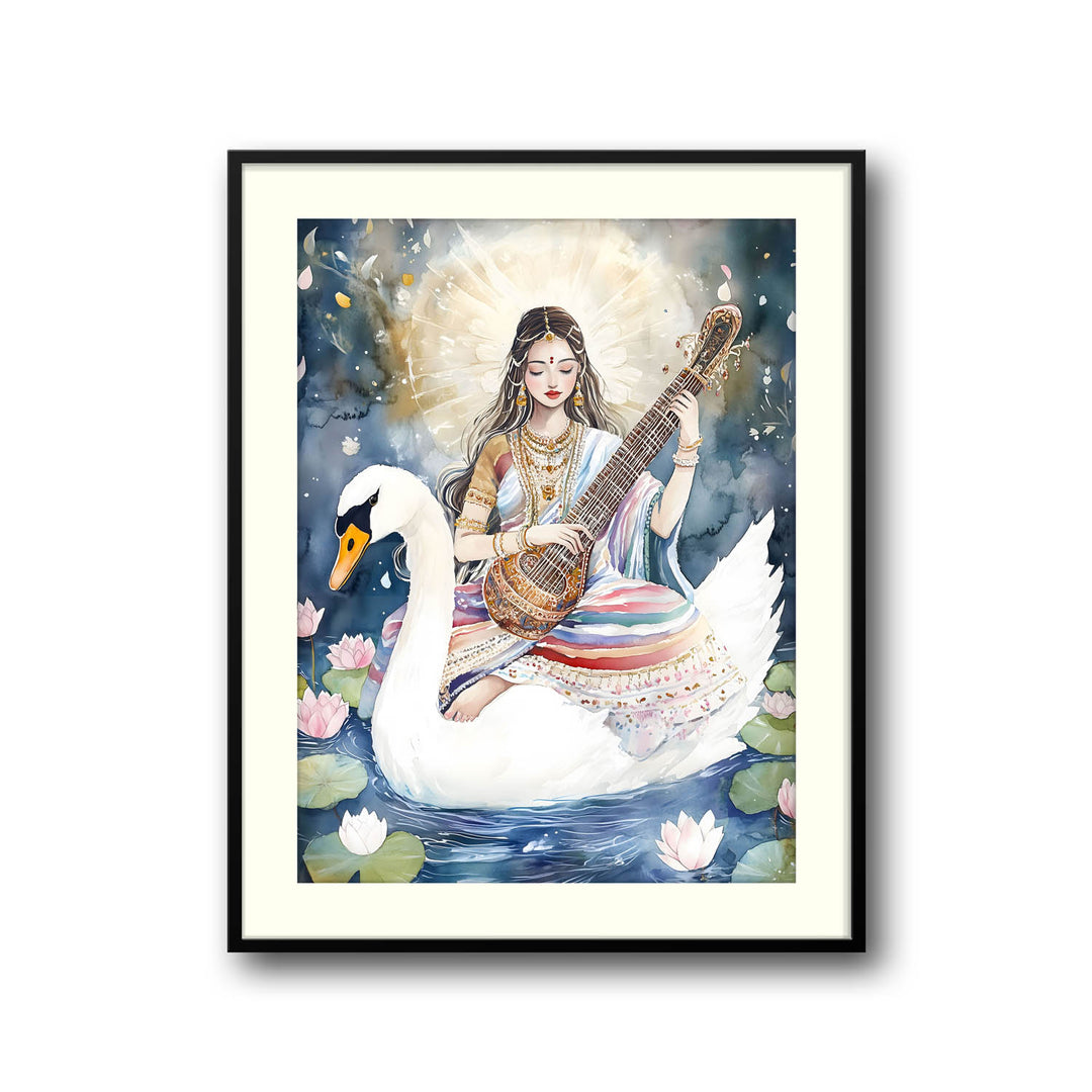 saraswati-maa-with-swan-vastu-painting