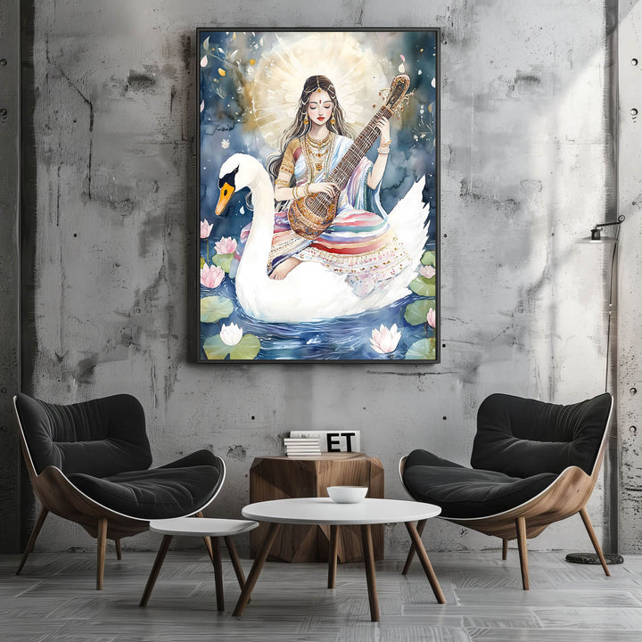 saraswati-maa-with-swan-vastu-painting