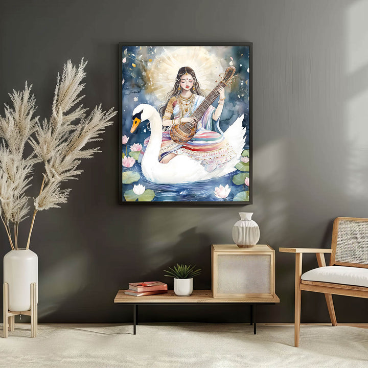 saraswati-maa-with-swan-vastu-painting