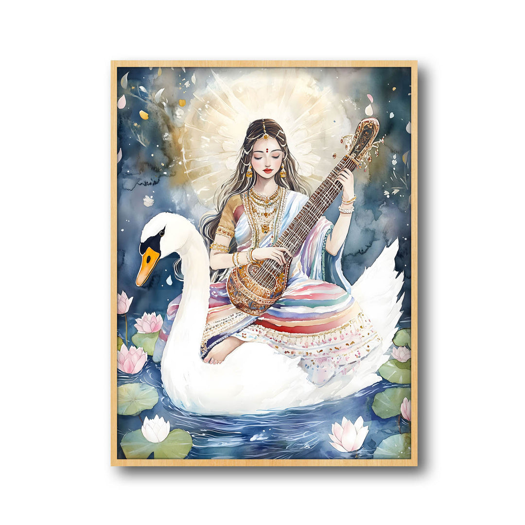 saraswati-maa-with-swan-vastu-painting