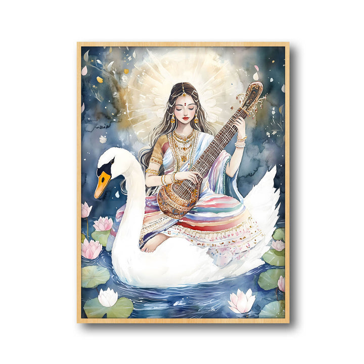 saraswati-maa-with-swan-vastu-painting