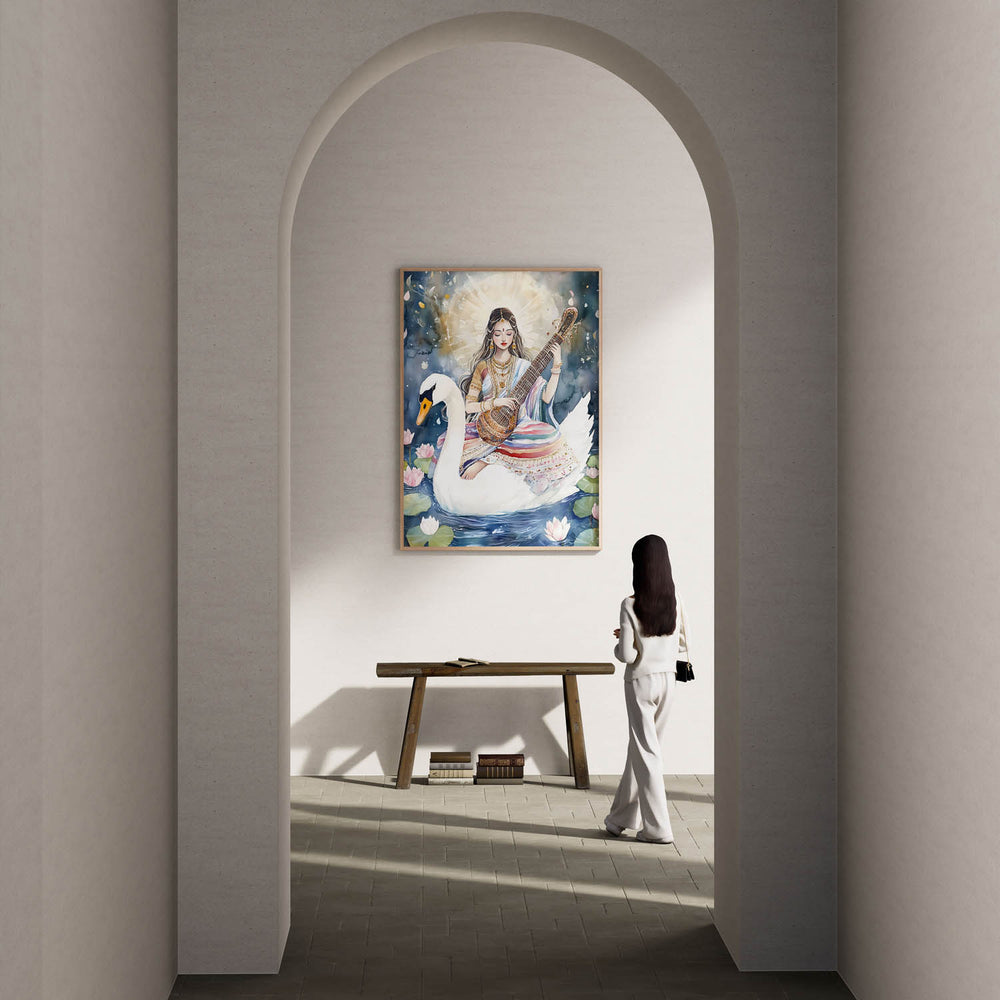 saraswati-maa-with-swan-vastu-painting