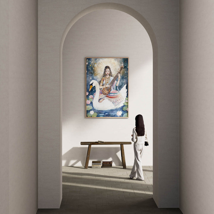 saraswati-maa-with-swan-vastu-painting