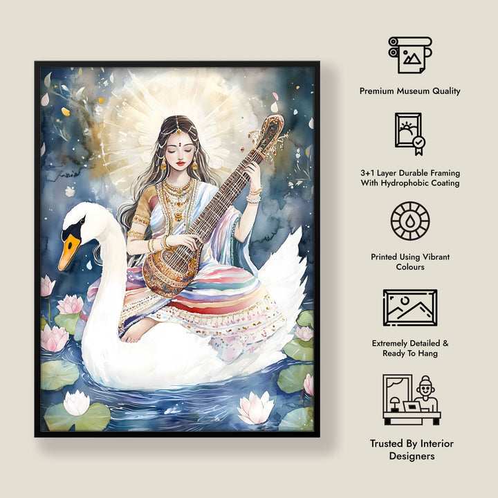 saraswati-maa-with-swan-vastu-painting