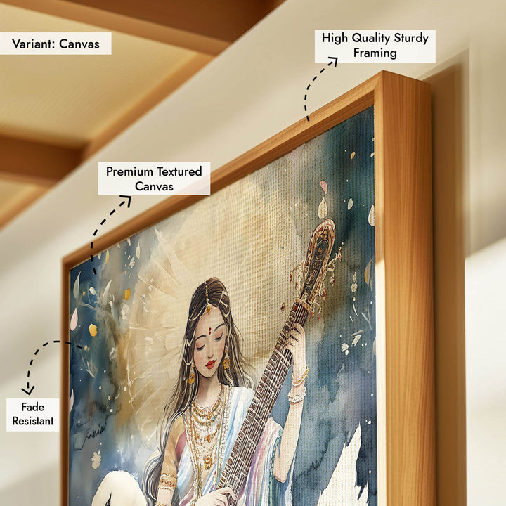 Saraswati Maa with Swan  - Vastu Painting