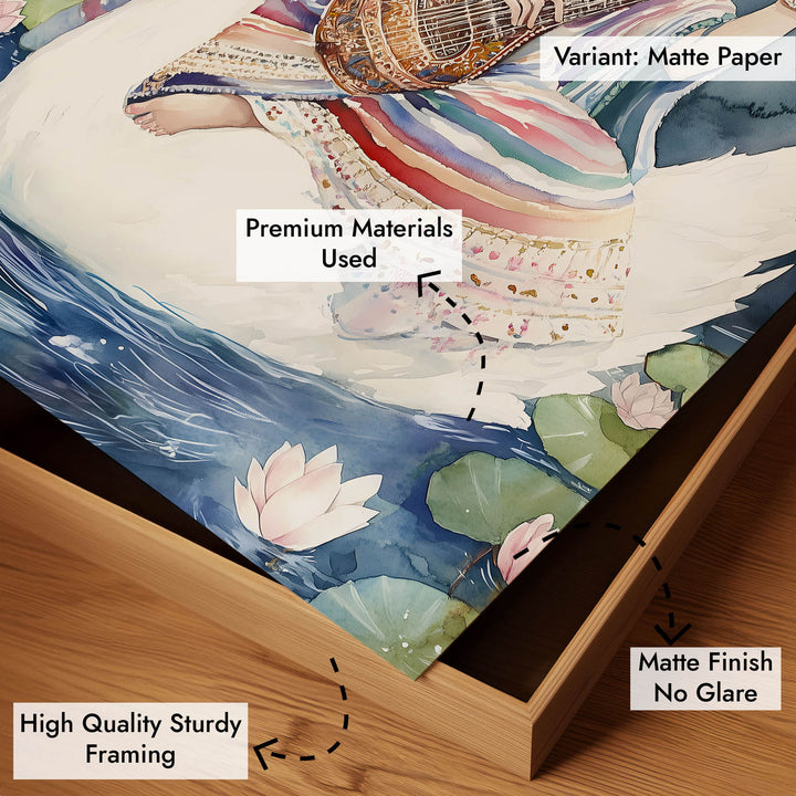 Saraswati Maa with Swan  - Vastu Painting