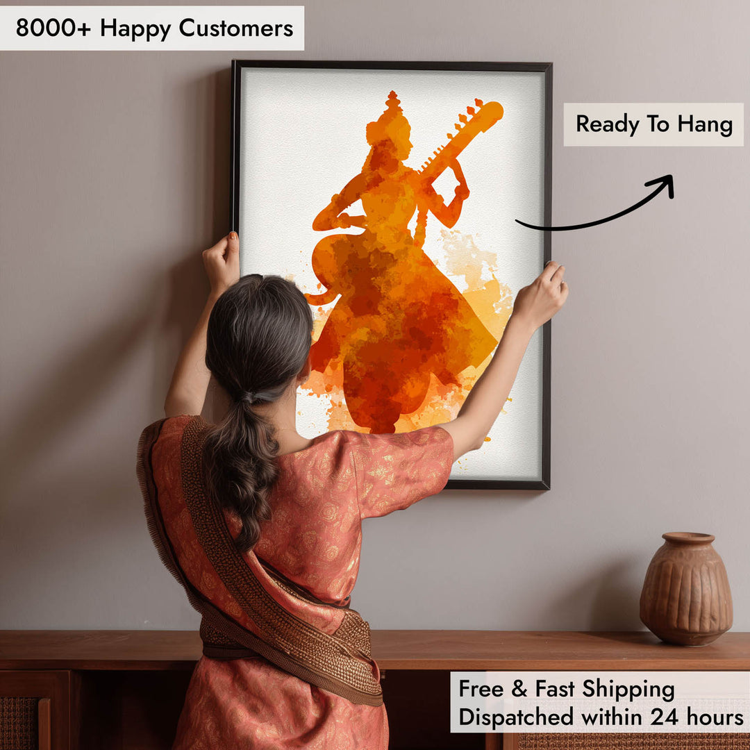 Saraswati Painting – Goddess of Knowledge Wall Art