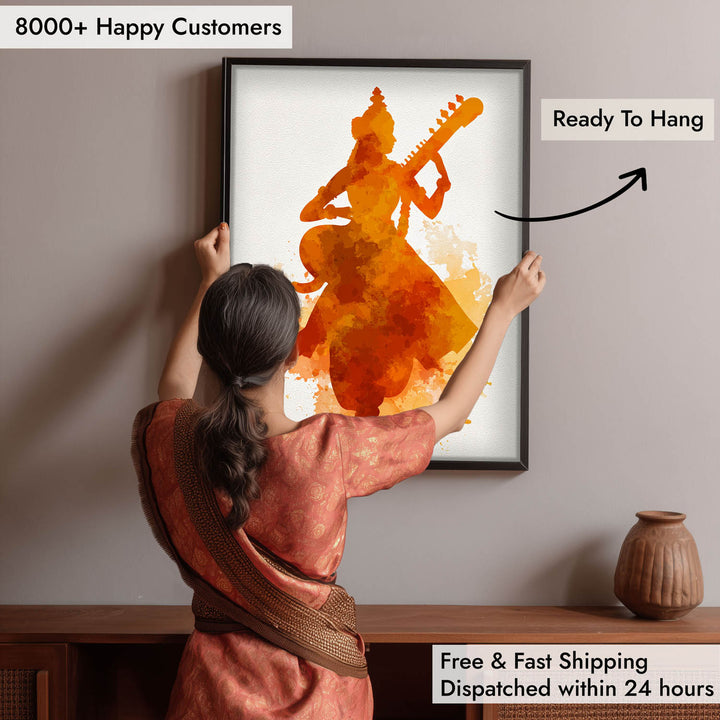 Saraswati Painting – Goddess of Knowledge Wall Art
