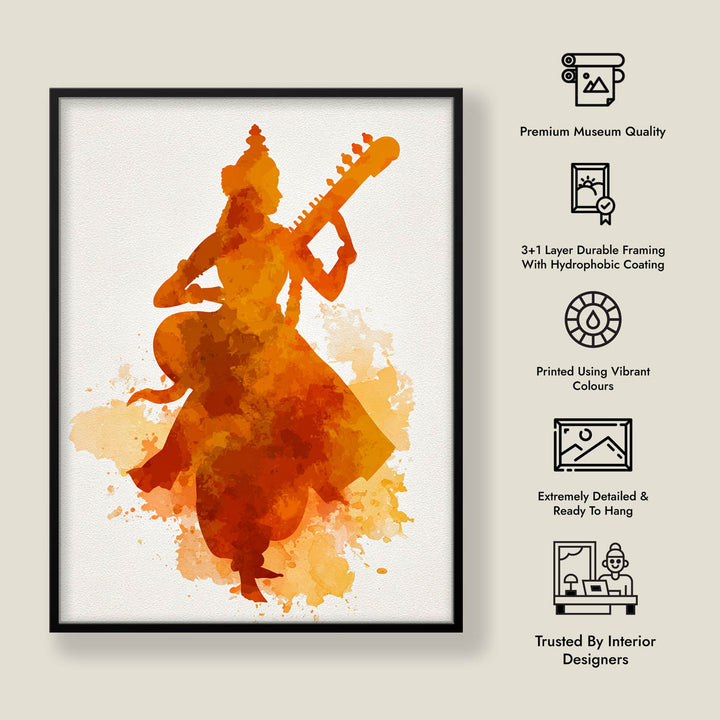 Saraswati Painting – Goddess of Knowledge Wall Art