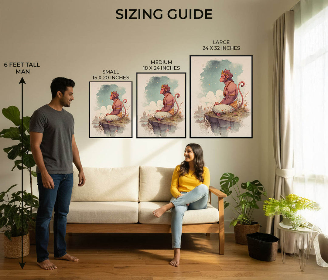 Hanuman Painting – Bajrangbali Wall Art in Meditation