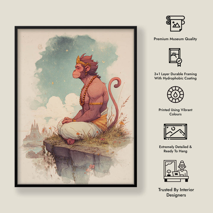 Hanuman Painting – Bajrangbali Wall Art in Meditation