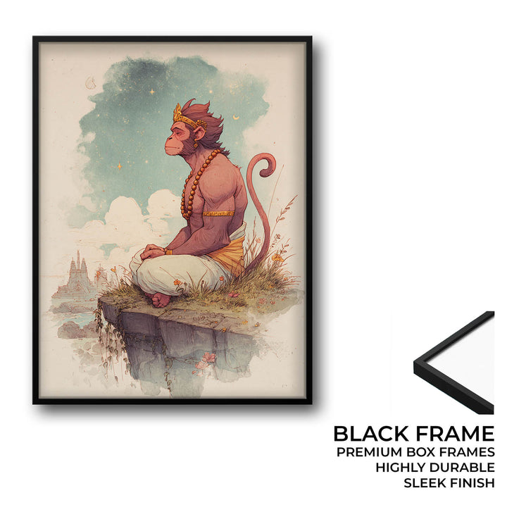 Hanuman Painting – Bajrangbali Wall Art in Meditation