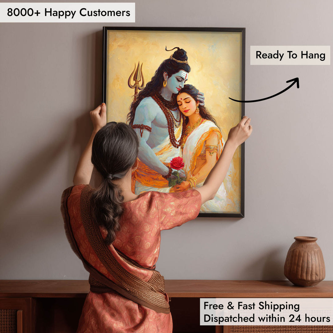Shiv Parvati Painting – Lord Shiva and Goddess Parvati Vastu Wall Art
