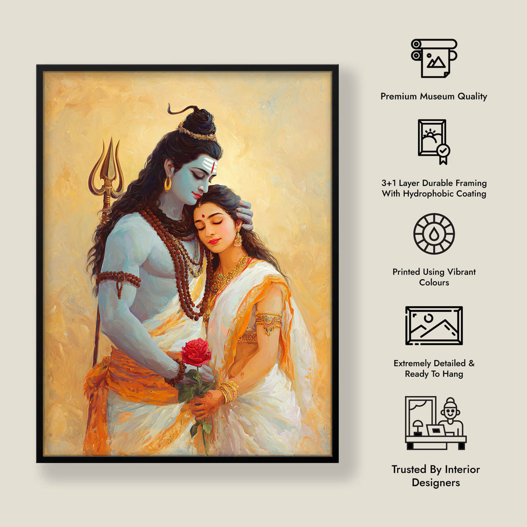 Shiv Parvati Painting – Lord Shiva and Goddess Parvati Vastu Wall Art