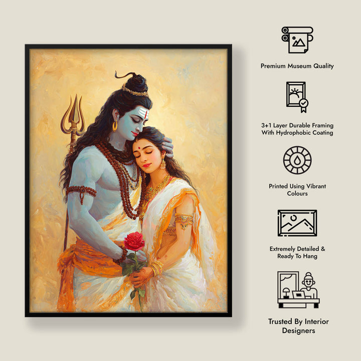 Shiv Parvati Painting – Lord Shiva and Goddess Parvati Vastu Wall Art