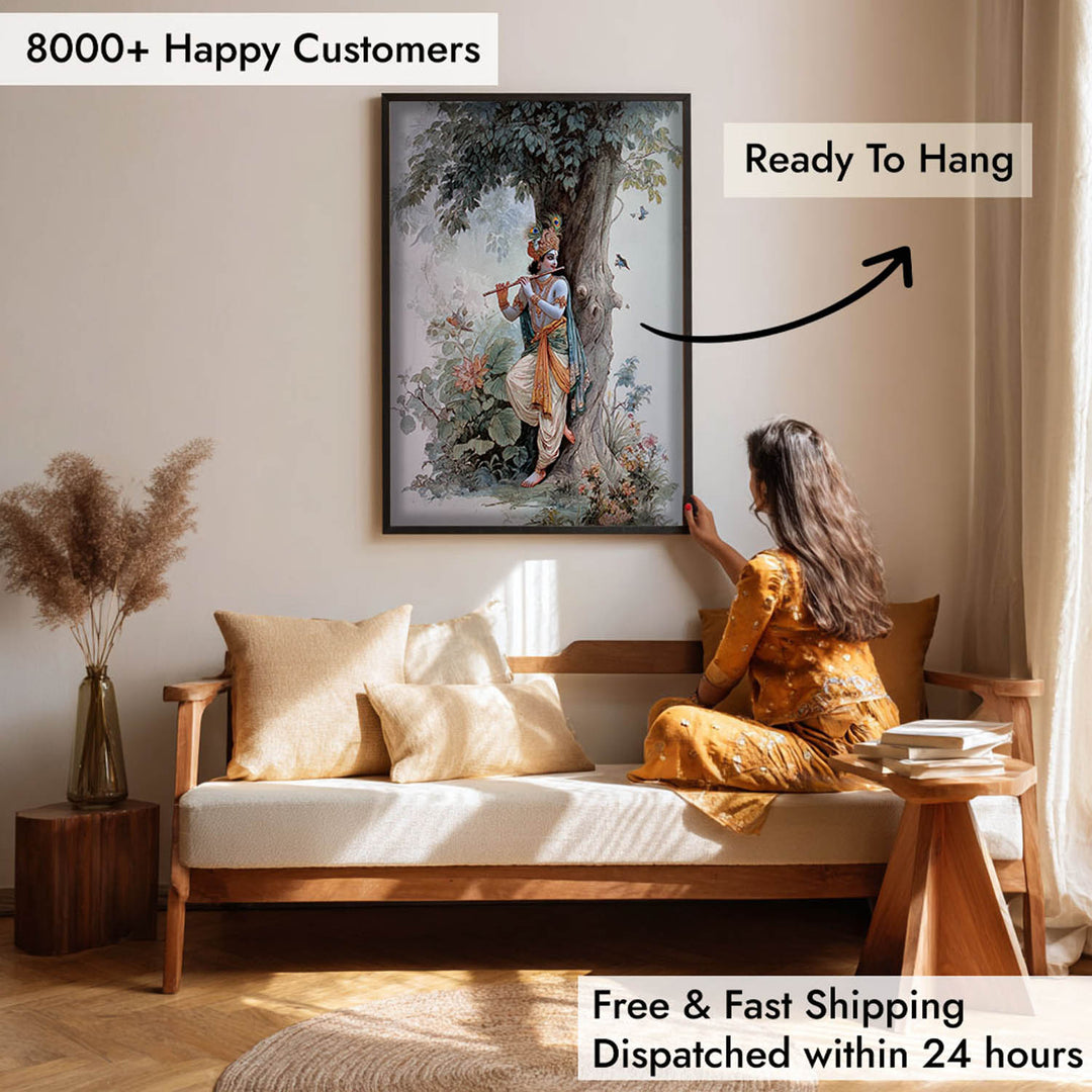Shree Krishna Playing Flute Painting – Vastu Wall Art
