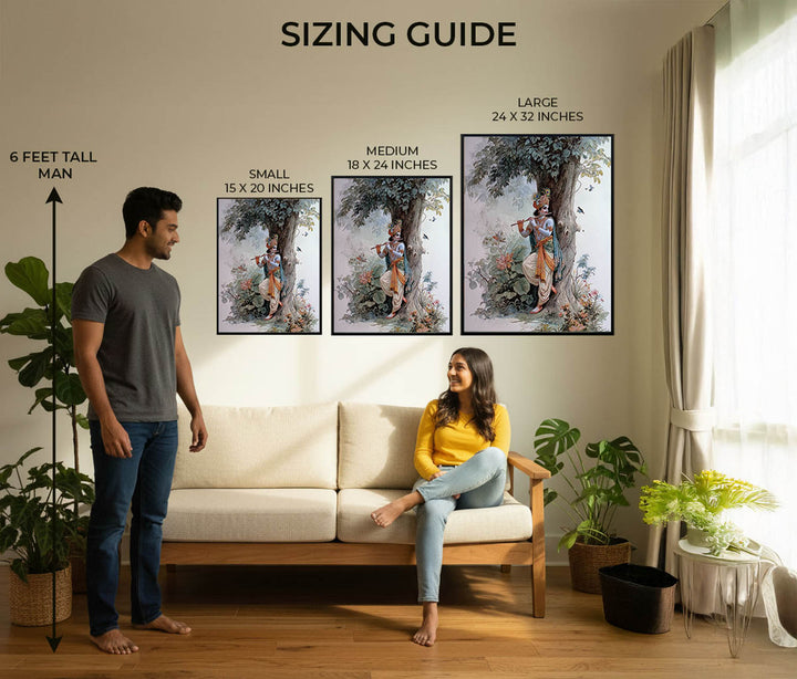 Shree Krishna Playing Flute Painting – Vastu Wall Art