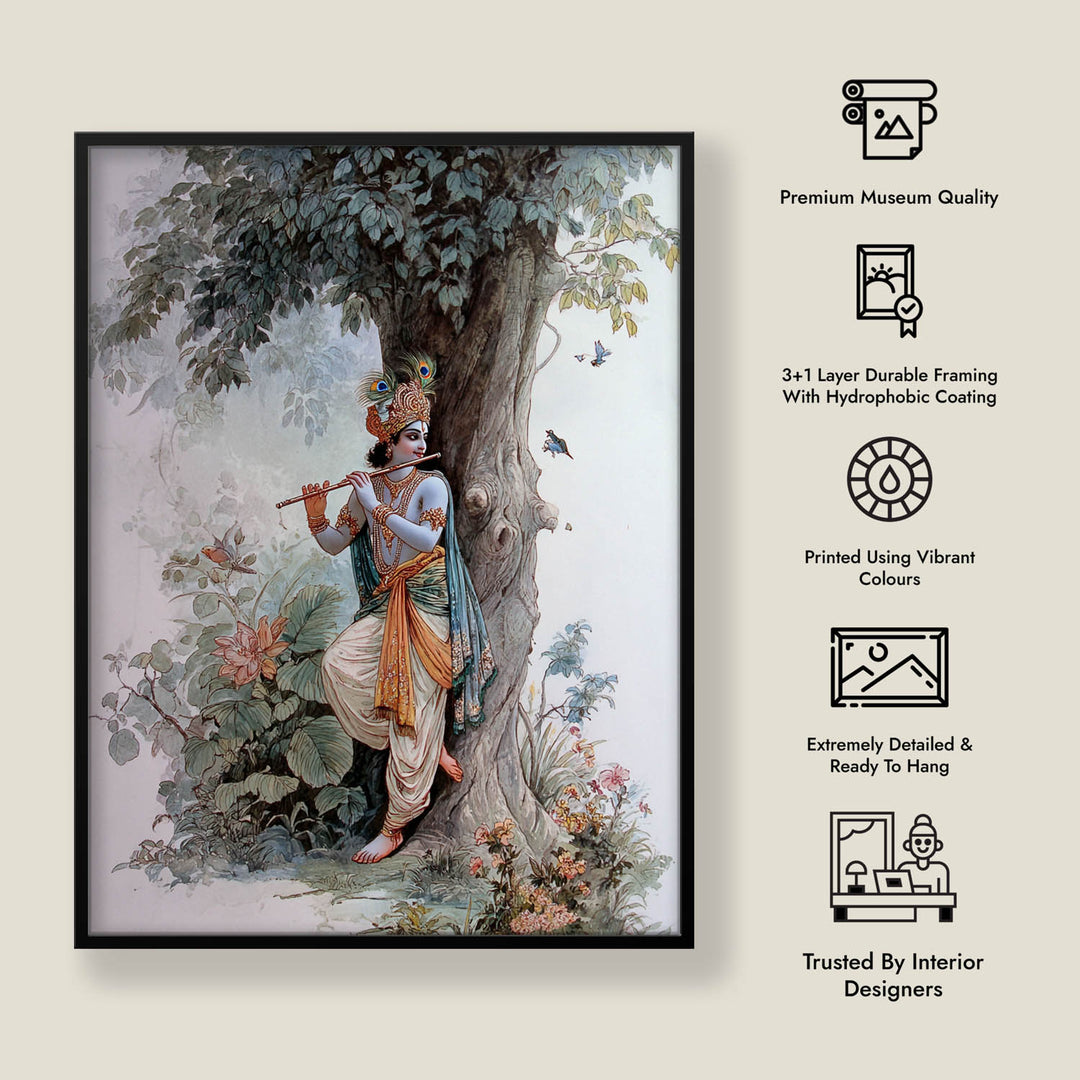 Shree Krishna Playing Flute Painting – Vastu Wall Art