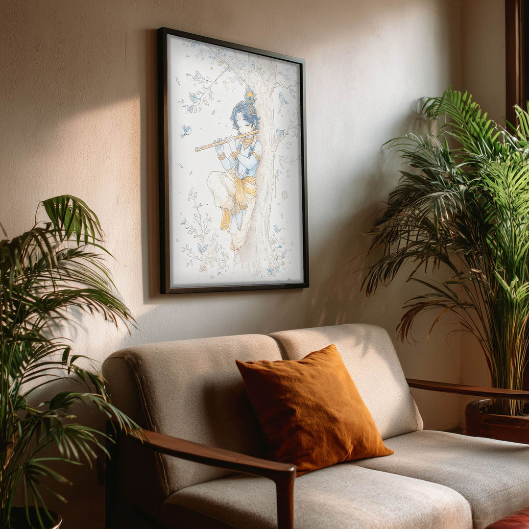 Bal Krishna Flute Wall Art – Vastu Painting for Home