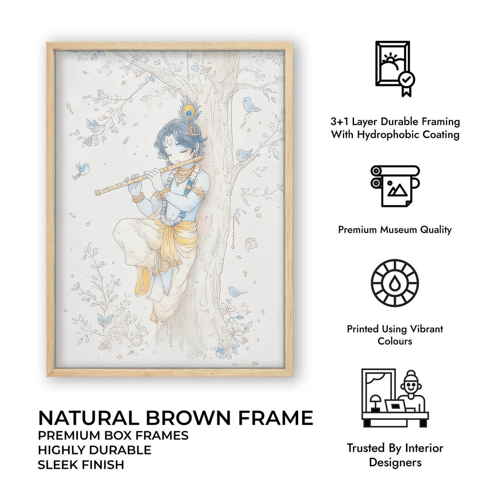 Bal Krishna Flute Wall Art – Vastu Painting for Home