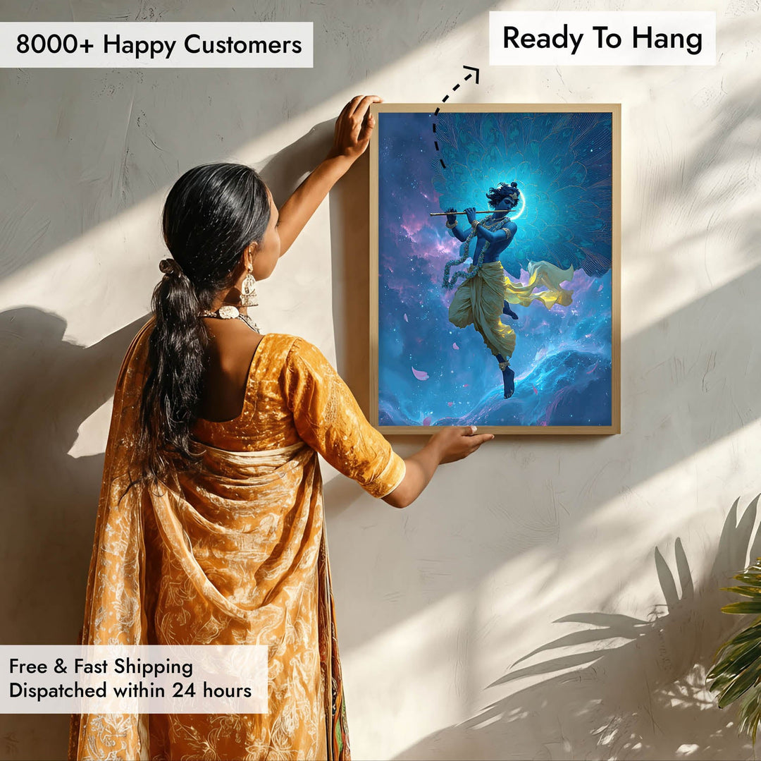 Celestial Krishna Painting – Divine Wall Art