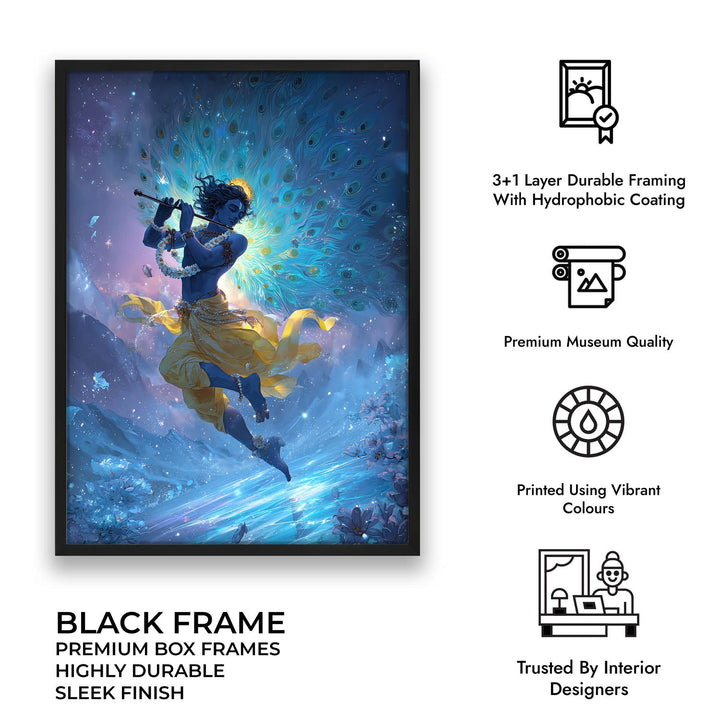 Celestial Krishna Painting – Flute Wall Art