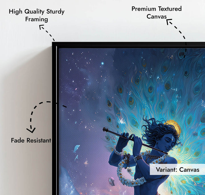 Celestial Krishna Painting – Flute Wall Art
