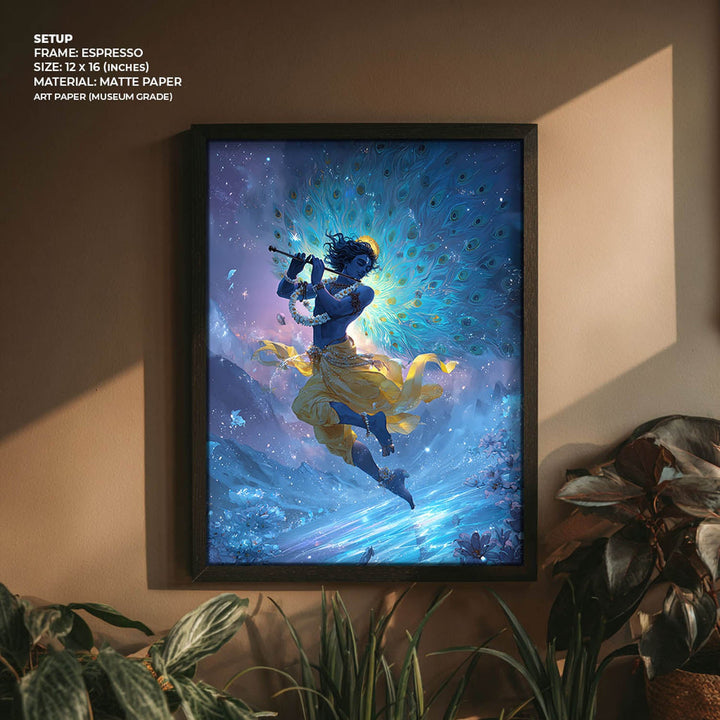 Celestial Krishna Painting – Flute Wall Art