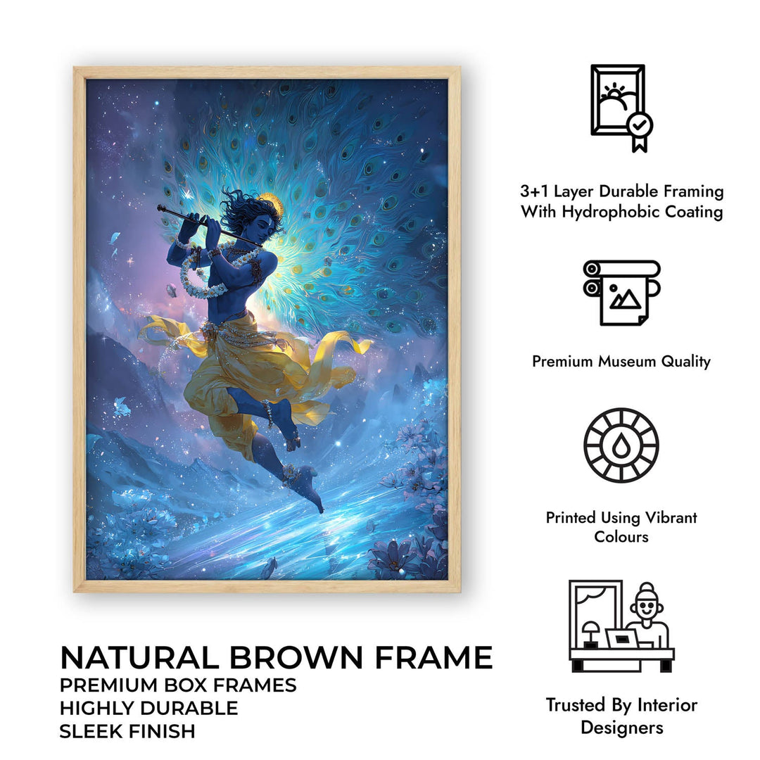 Celestial Krishna Painting – Flute Wall Art