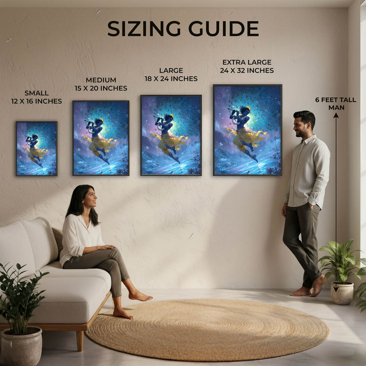 Celestial Krishna Painting – Flute Wall Art