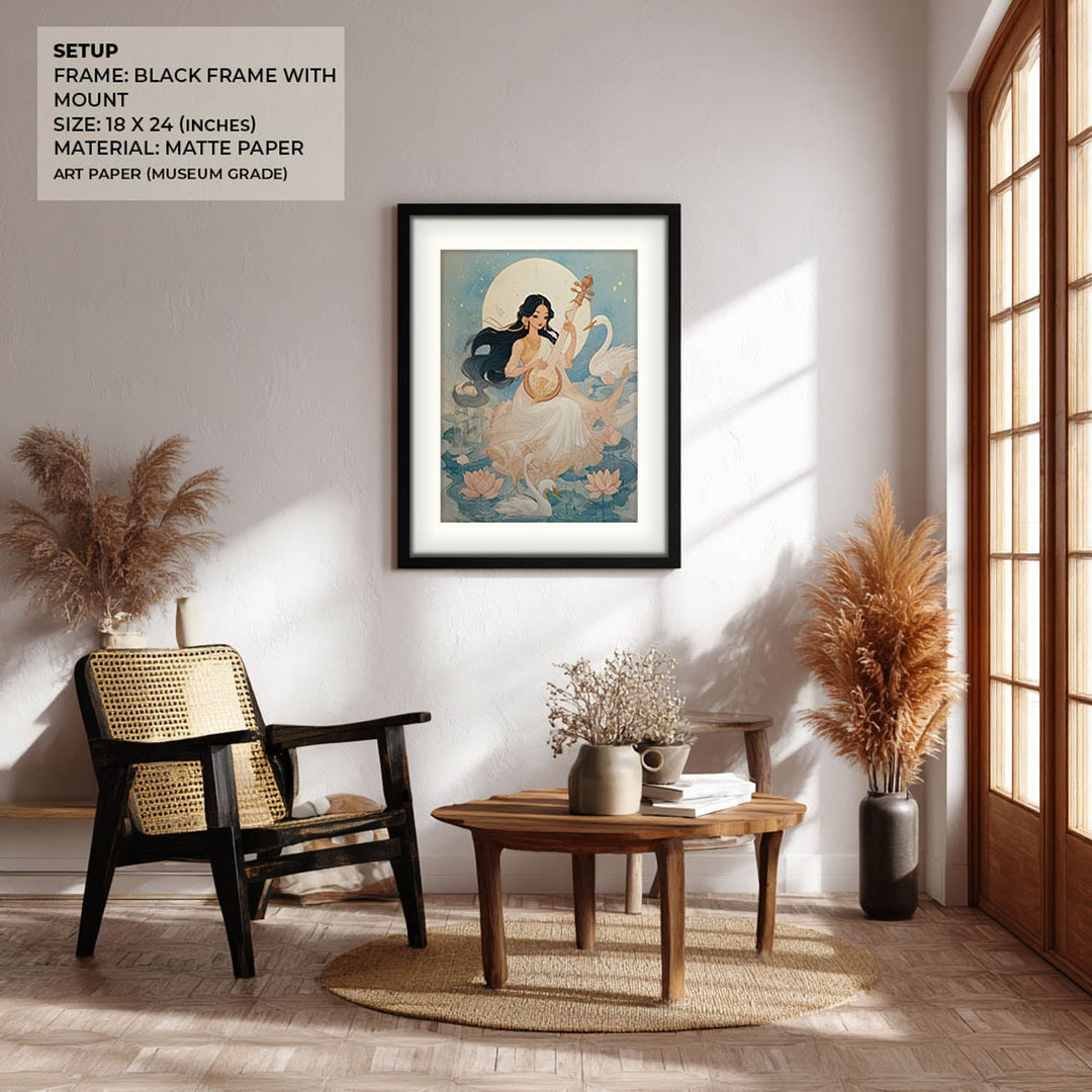 Divine Saraswati Painting – Goddess of Wisdom